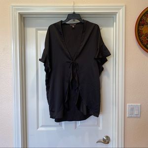 VS Sexy Satin Black Ruffle Robe